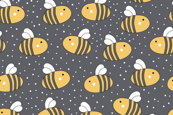 可爱蜜蜂图案面料印花,适合儿童服装印花设计