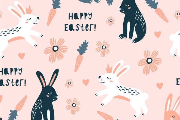 可爱复活节兔子服装印花面料设计