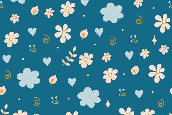 清新花卉图案面料印花,时尚服装印花设计