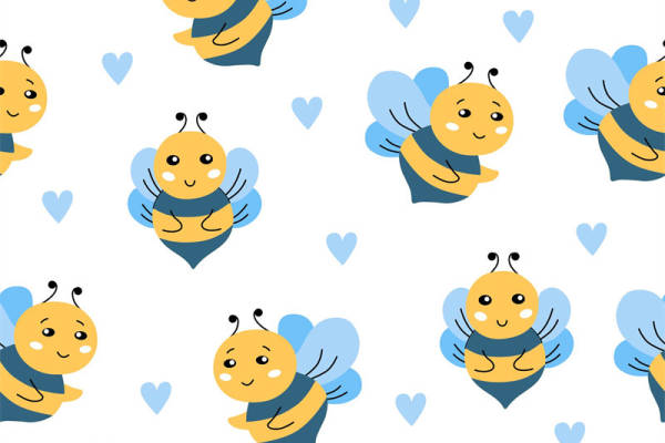 可爱卡通蜜蜂图案面料印花服装印花设计