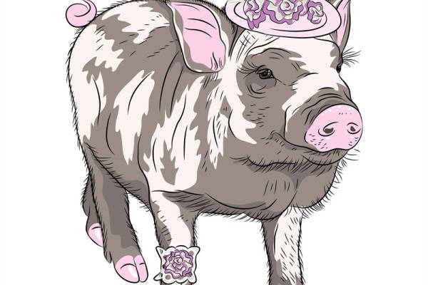 可爱卡通风格猪猪裁片印花服装印花设计