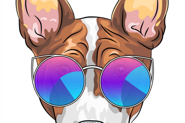 时尚狗狗头像裁片印花服装印花设计