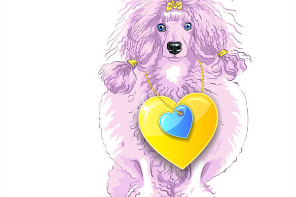 可爱粉色贵宾犬裁片印花服装设计