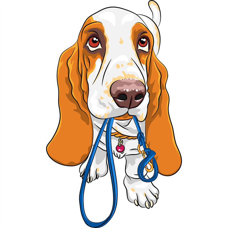 可爱卡通巴吉度猎犬裁片印花服装印花设计