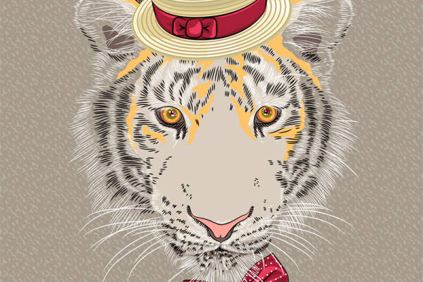 时尚风格老虎裁片印花服装印花设计