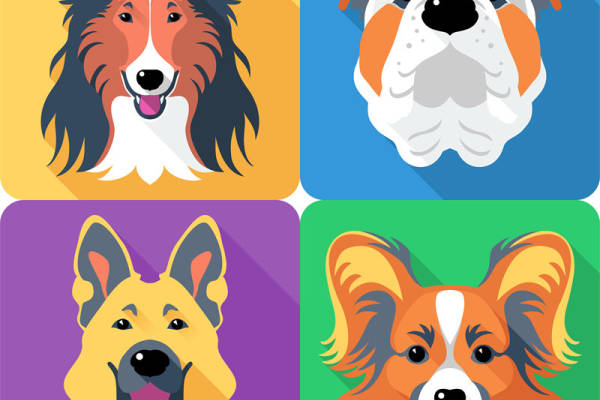 可爱狗狗头像裁片印花服装印花设计