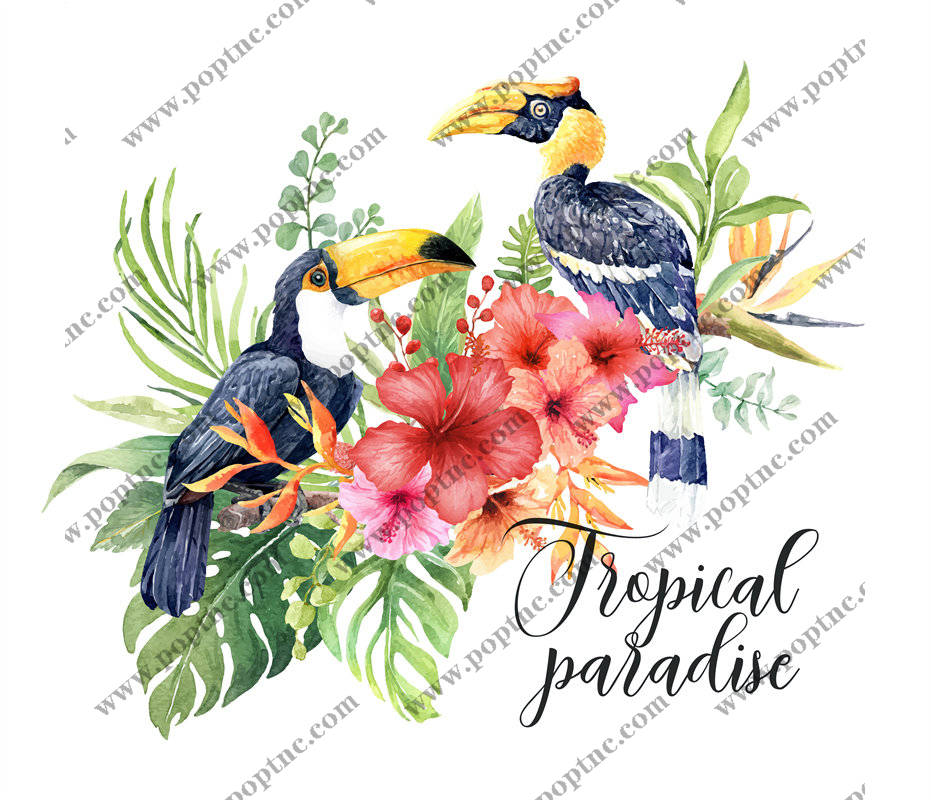 热带天堂裁片印花服装 夏日度假风时尚水彩印花