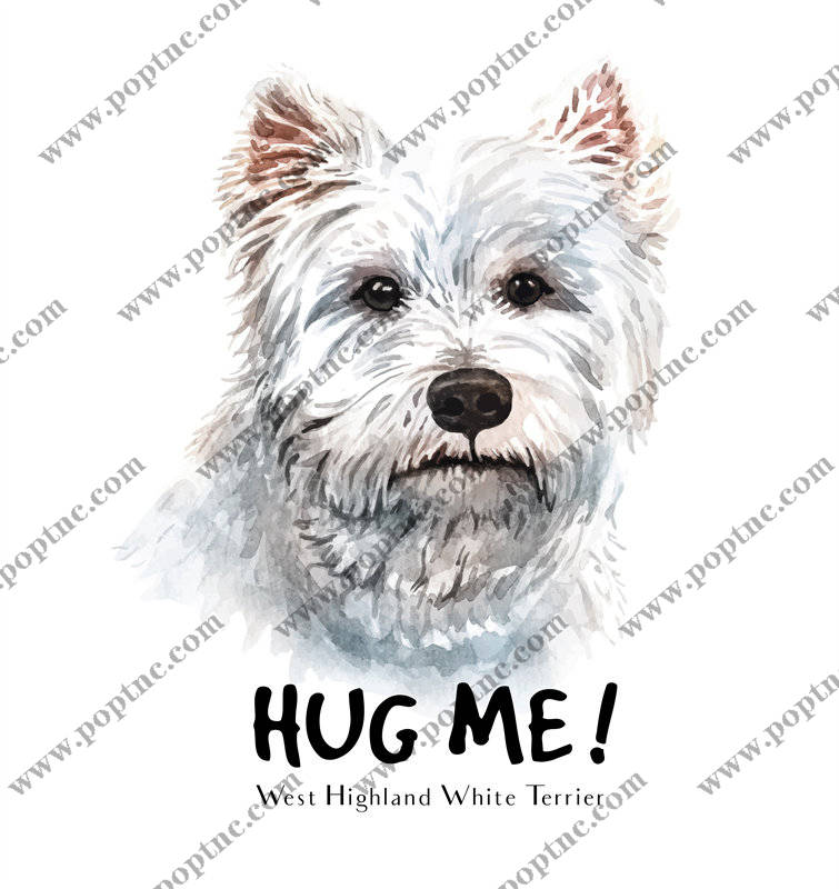 可爱西高地白梗犬裁片印花服装,温馨拥抱主题设计