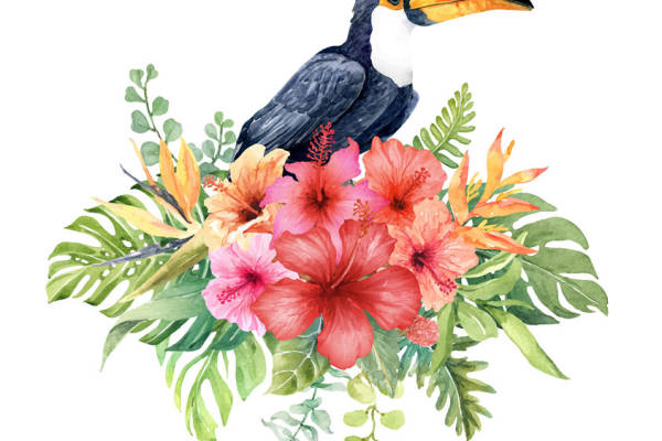 热带风情裁片印花服装，时尚花卉图案服装印花设计