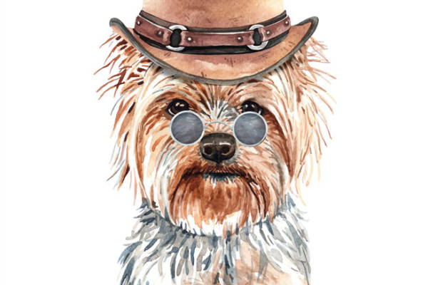 时尚狗狗裁片印花服装 个性水彩插画风格服装印花