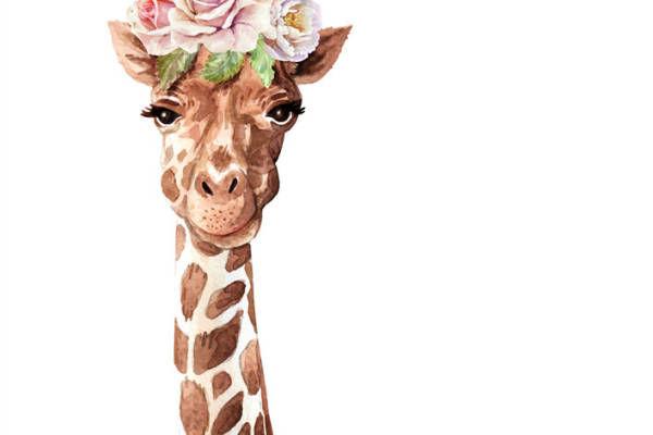 优雅花冠长颈鹿裁片印花服装，展现自然之美