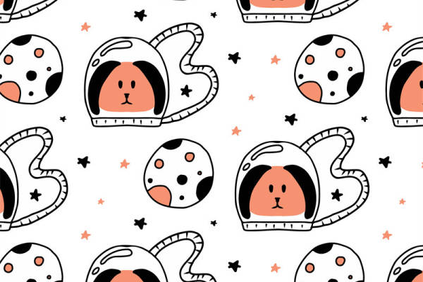 可爱卡通狗头图案面料印花 儿童服装印花设计