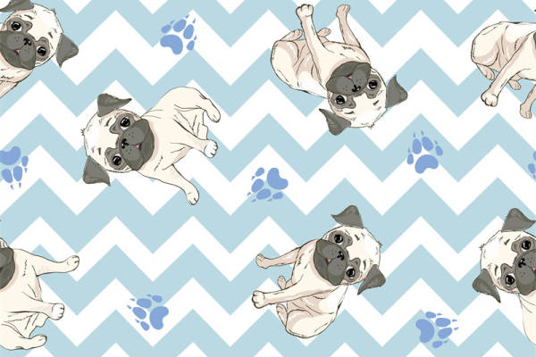 可爱巴哥犬图案面料印花服装印花设计