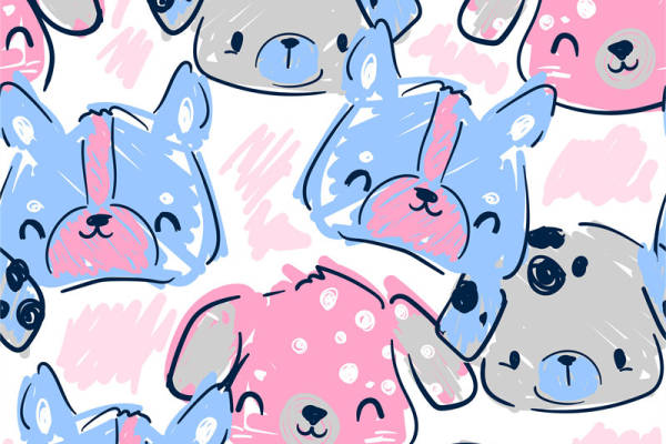 可爱卡通动物图案面料印花 儿童服装印花设计