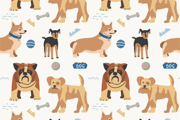 可爱狗狗图案面料印花，打造温馨宠物主题服装印花设计