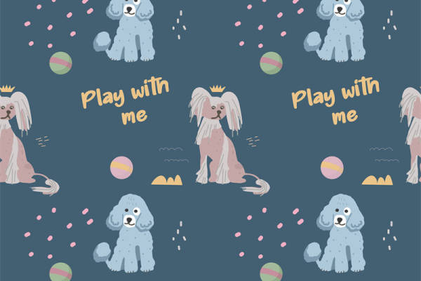 可爱狗狗图案面料印花 宠物主题服装印花设计