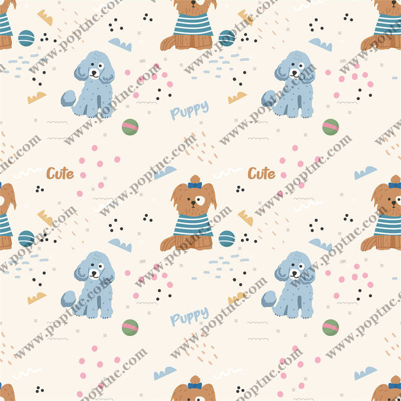 可爱卡通小狗图案面料印花,儿童服装印花设计