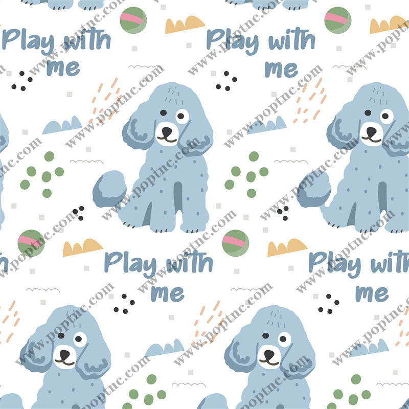 可爱蓝色小狗图案面料印花服装印花设计