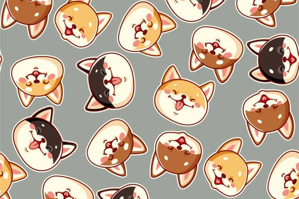 可爱卡通柴犬面料印花服装印花设计