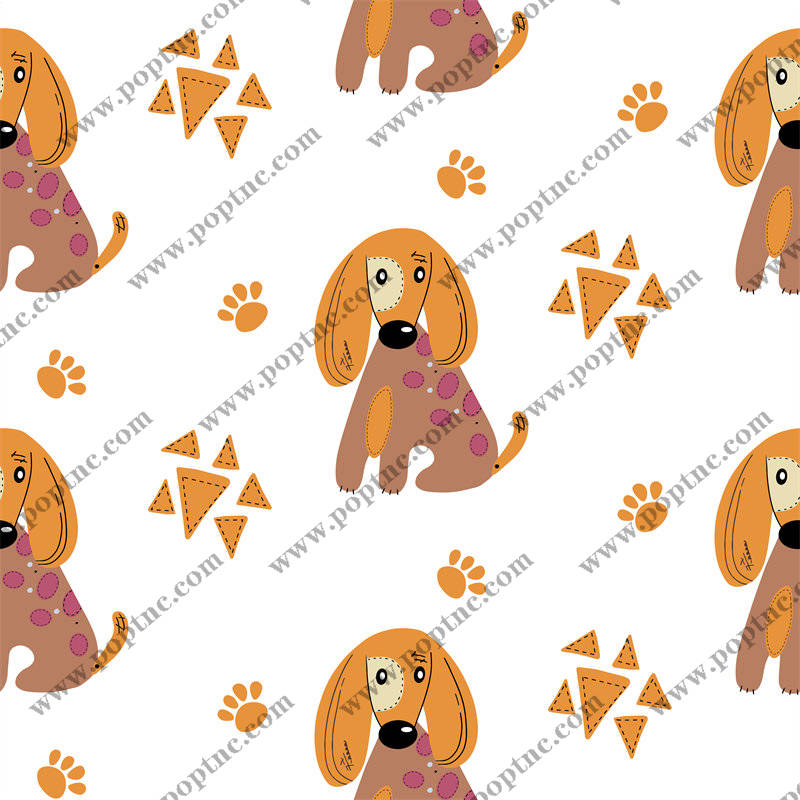 可爱卡通狗狗图案服装印花面料设计