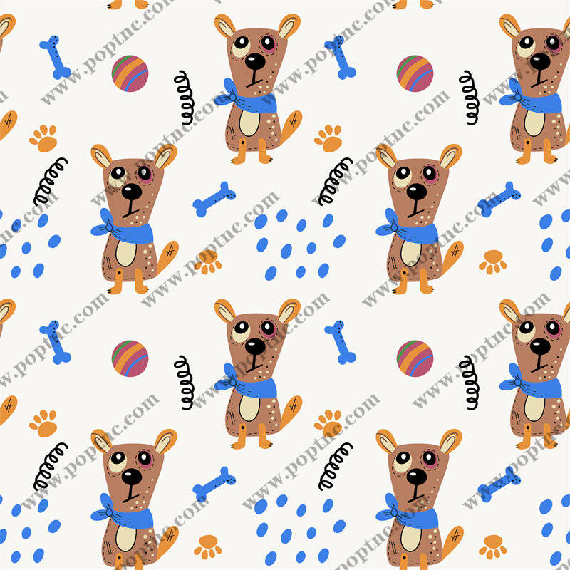 可爱卡通狗狗服装印花设计,适合儿童服饰面料印花