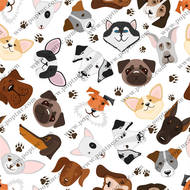 可爱卡通动物面料印花,狗狗猫咪服装印花设计