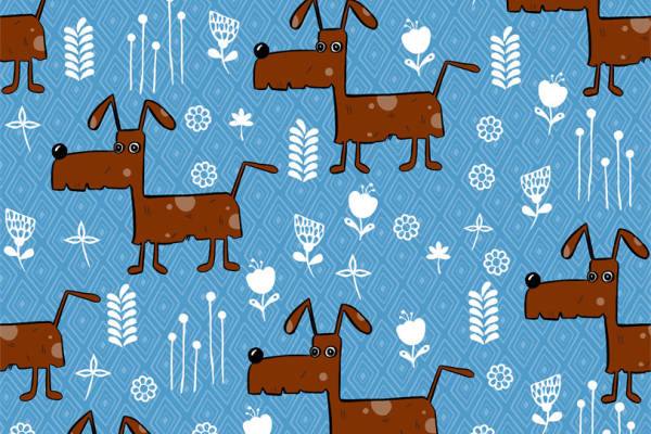 可爱卡通狗图案面料印花服装印花设计