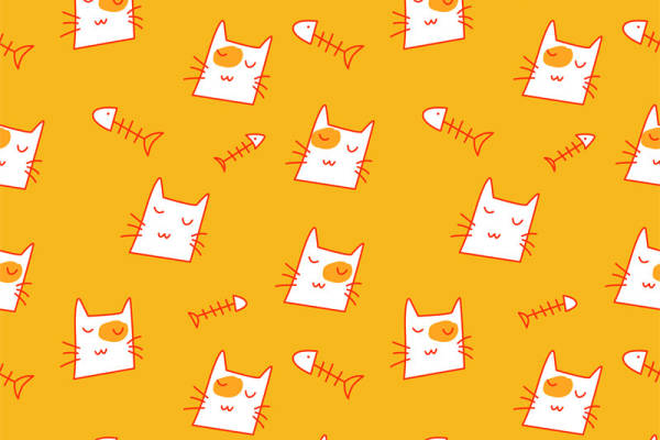 可爱猫咪图案面料印花，创意服装印花设计