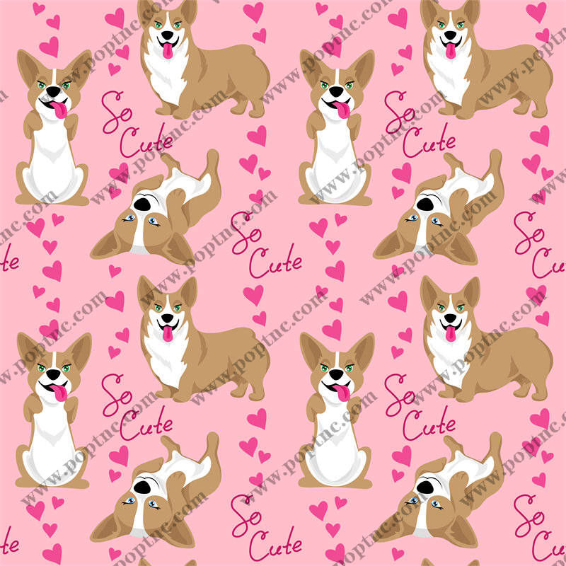 可爱柯基犬图案面料印花服装印花设计