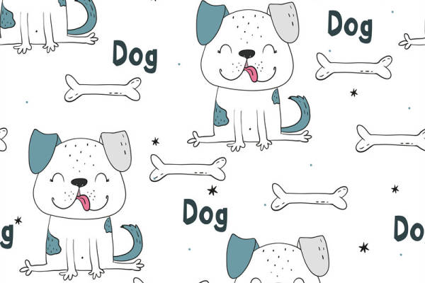 可爱卡通狗图案服装印花面料设计