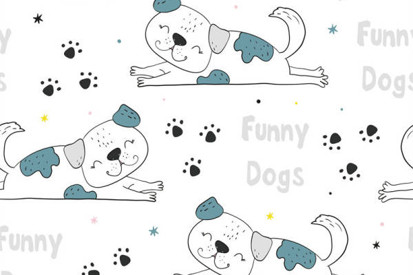 可爱卡通狗狗图案面料印花服装印花设计