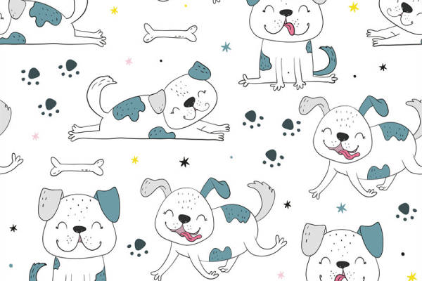 可爱卡通狗狗图案面料印花服装印花设计