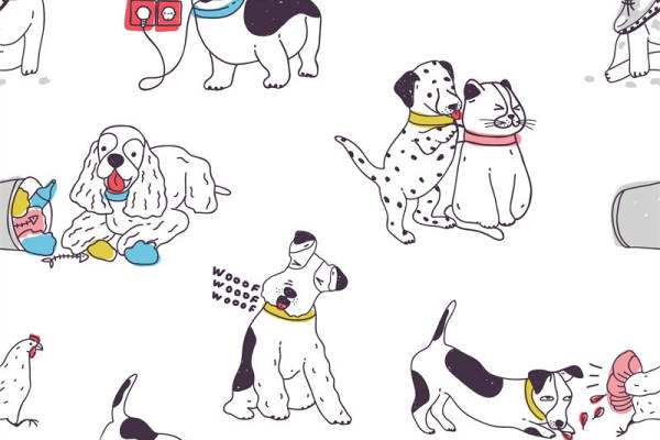 可爱卡通狗狗面料印花服装印花设计