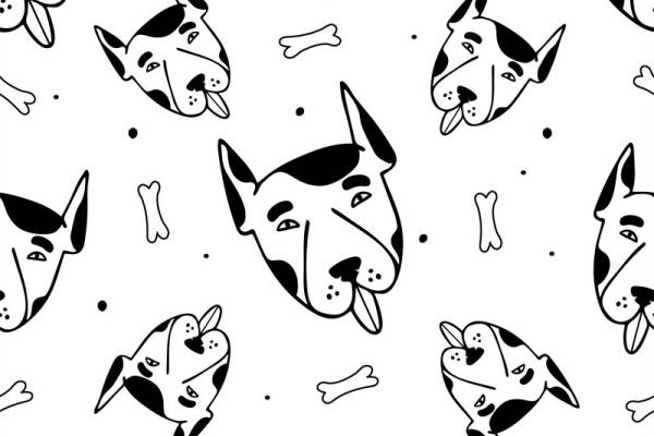 可爱哈士奇图案服装印花面料设计