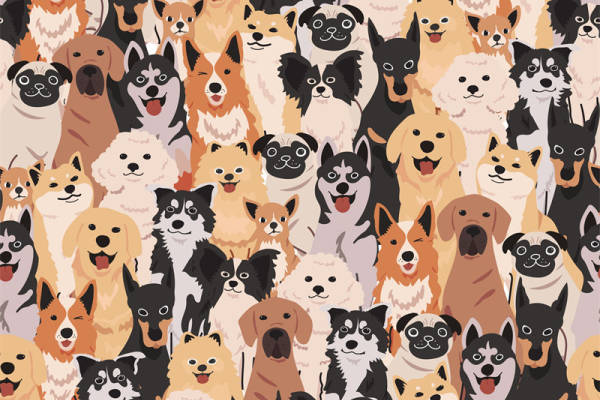 时尚可爱狗狗图案服装印花面料设计