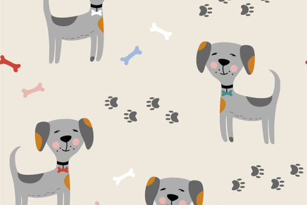 可爱卡通狗狗图案面料印花服装印花设计