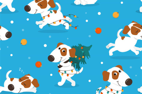 可爱卡通狗图案服装印花面料设计