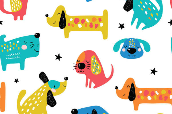 可爱卡通动物面料印花，儿童服装印花设计