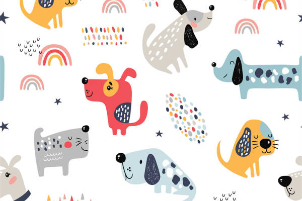 可爱卡通动物图案面料印花 儿童服装印花设计