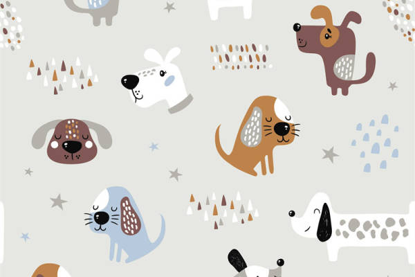 可爱动物图案面料印花,儿童服装印花设计