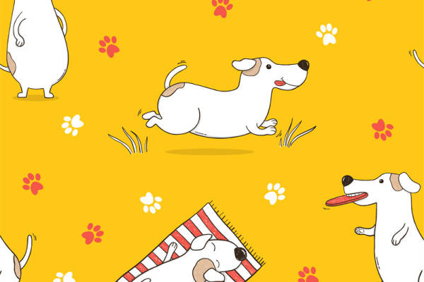 可爱卡通狗图案面料印花服装印花设计