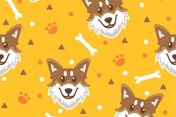 可爱卡通狗头图案服装印花面料设计