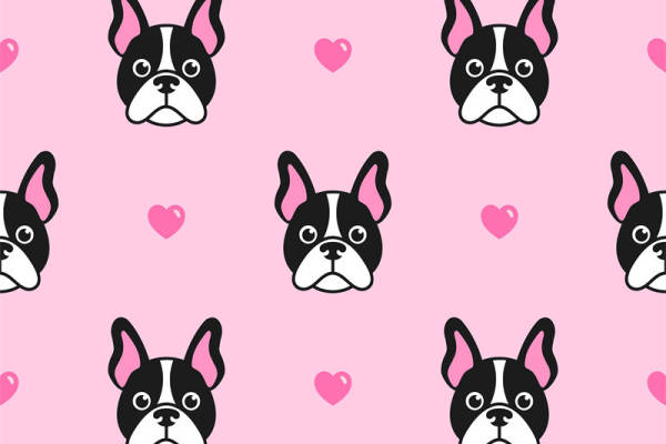 可爱法斗犬图案面料印花服装印花设计