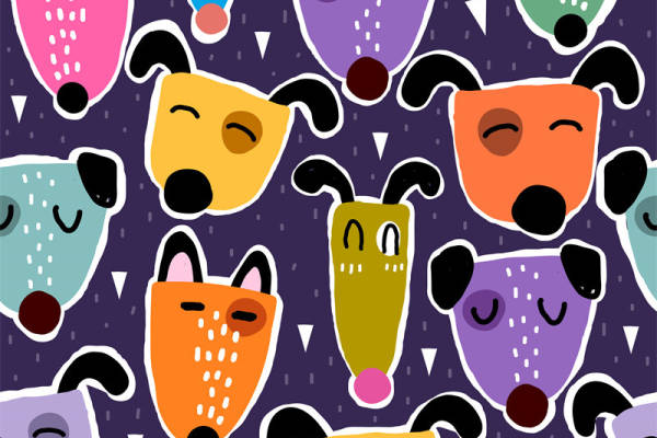 时尚多彩动物脸谱面料印花 创意服装印花设计