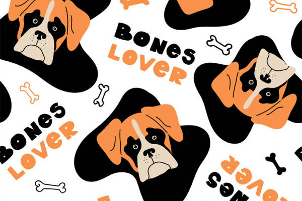 可爱狗狗骨头图案服装印花面料设计