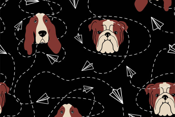 可爱狗狗图案面料印花，时尚服装印花设计