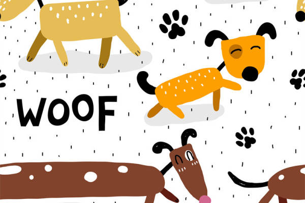 可爱卡通狗狗图案面料印花服装印花设计