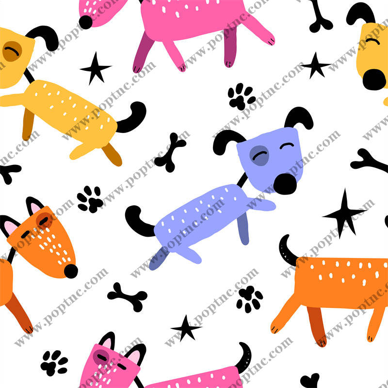 可爱卡通狗狗面料印花图案设计,儿童服装印花新选择