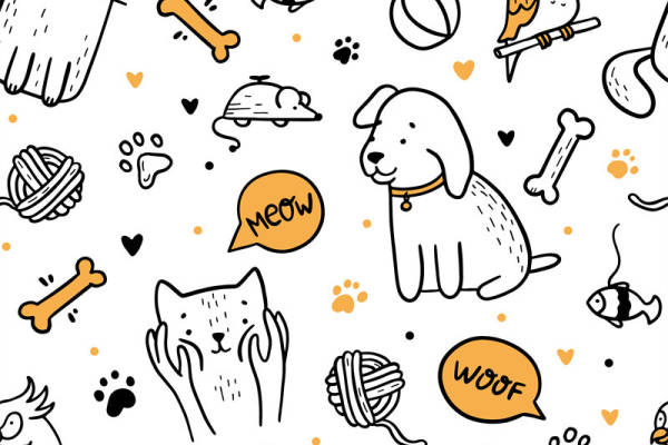 可爱宠物主题服装印花面料设计