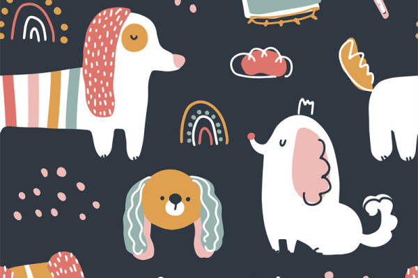 可爱卡通狗狗图案面料印花服装印花设计